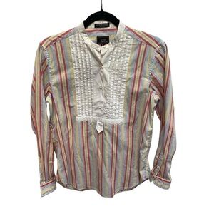 Vintage John Henry striped shirt long sleeve pleated women’s size 8